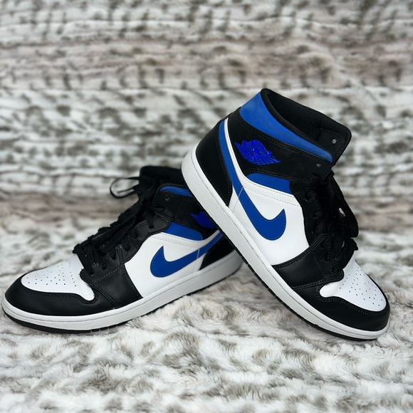 air jordan 1 mid racer blue white